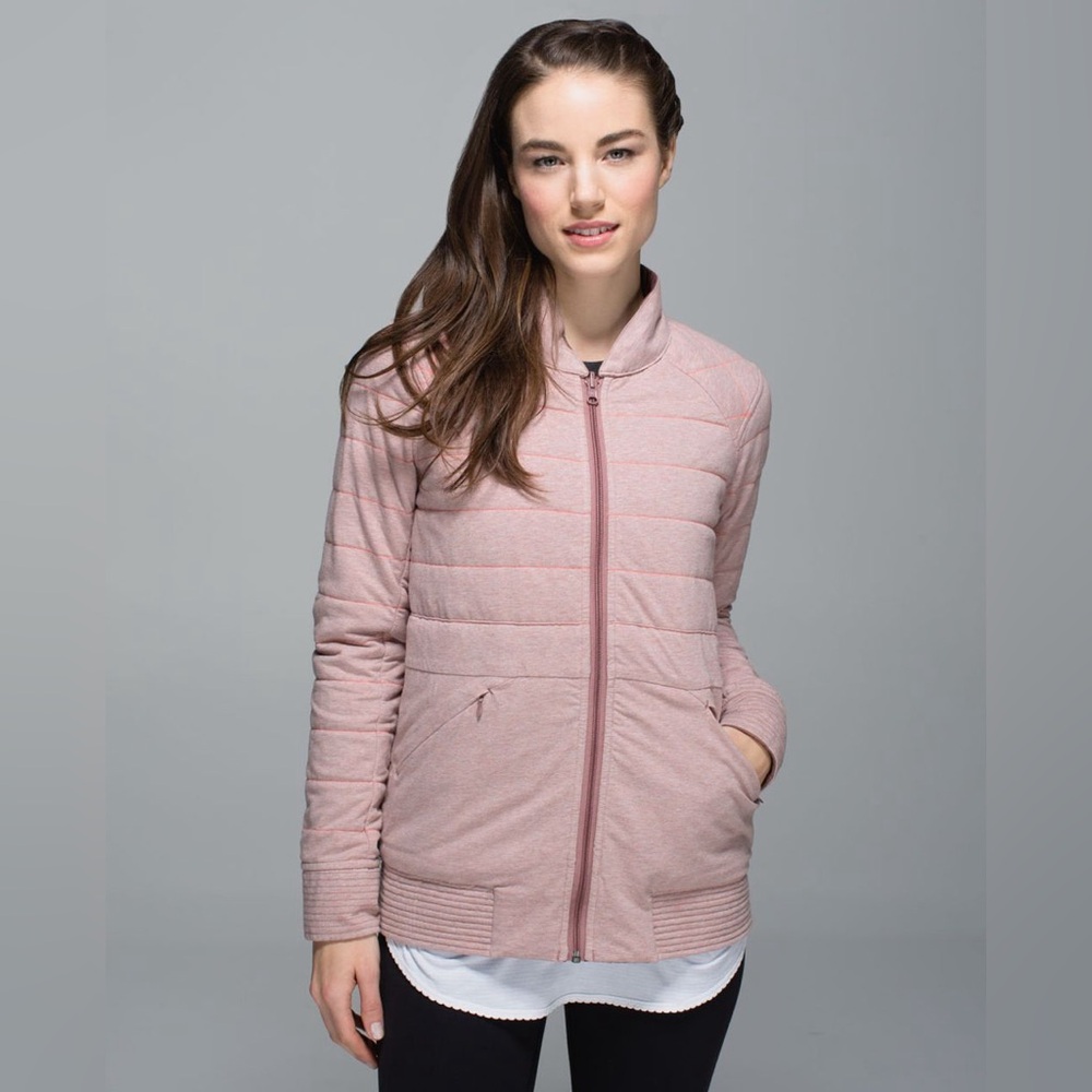 Lululemon The Bomb Bomber Jacket Reversible Bark Berry Size 10 Primaloft EUC - Picture 4 of 15
